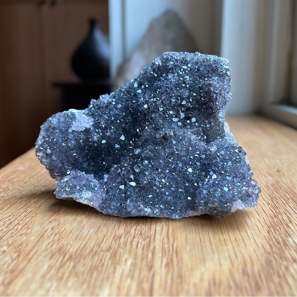 Black amethyst galaxy druzy self standing display
